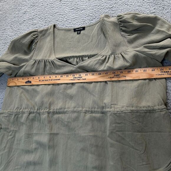 Mittoshop Dress Womens Medium Green Adjustable Drawstring Waist Balloon Sleeves - Picture 8 of 13